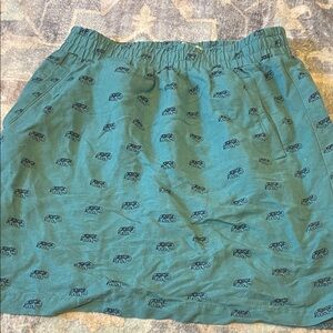 LOFT Teal Mini Skirt with Elephant Pattern